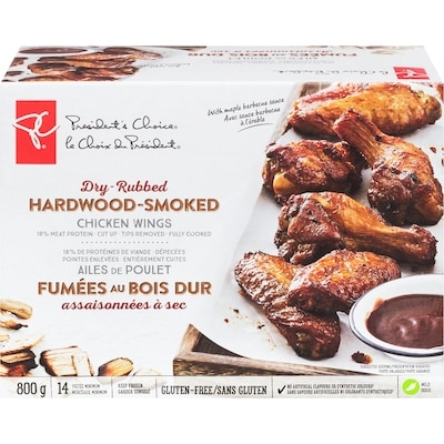 President's Choice Dry-Rubbed Hardwood-Smoked Chicken Wings 800 g, $2.25/100g