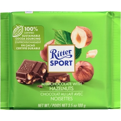 Ritter Sport Milk Chocolate with Hazelnuts 100 g, $4.99/100g