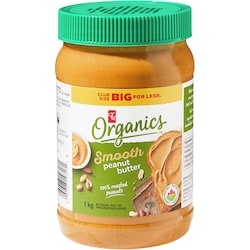 PC Biologique Beurre d’arachide crémeux Biologique, format club 1 kg, 1,00 $/100g