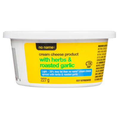 Sans Nom Produit de fromage à la crème léger avec fines herbes et ail rôti 227 g, 1,76 $/100g