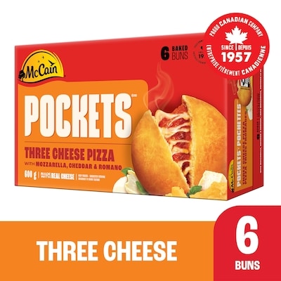 McCain Pizza Pockets® Three Cheese 600 g, $1.46/100g