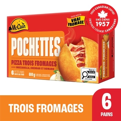 McCain Pizza Pochettesᴹᴰ aux trois fromages paquet de 6 600 g, 1,58 $/100g