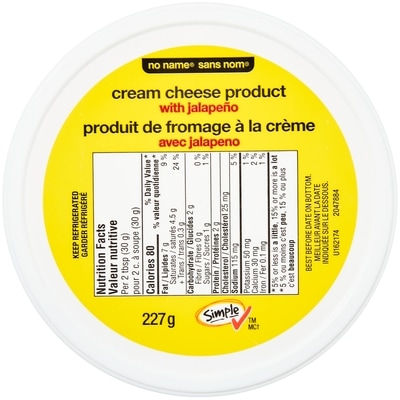 No Name Cream Cheese Product With Jalapeño  227 g, $1.32/100g
