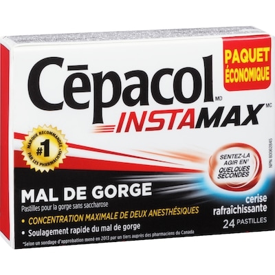 Cépacol INSTAMAX cerise rafraîchissante, 24 pastilles contre le mal de gorge (24 ch.)