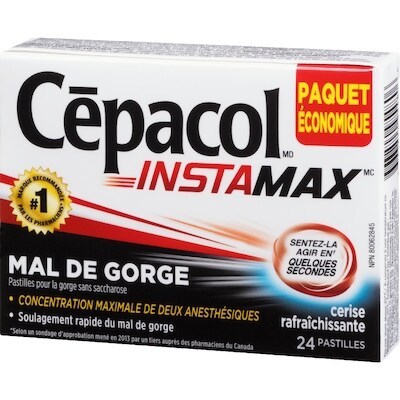 Cépacol INSTAMAX cerise rafraîchissante, 24 pastilles contre le mal de gorge (24 ch.)
