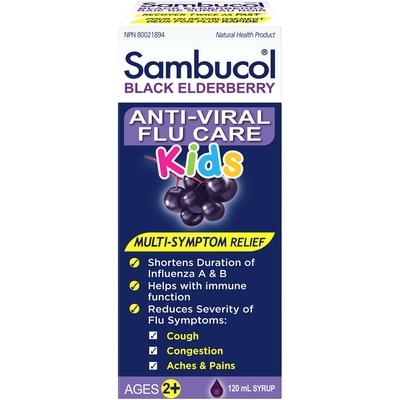 Sambucol Kids Black Elderberry Anti-Viral Flu Care Syrup Ages 2+ 120 ml, $10.83/100ml
