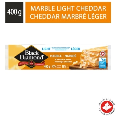 Black Diamond Marble Light Cheddar Cheese Bar 400 g, $1.87/100g