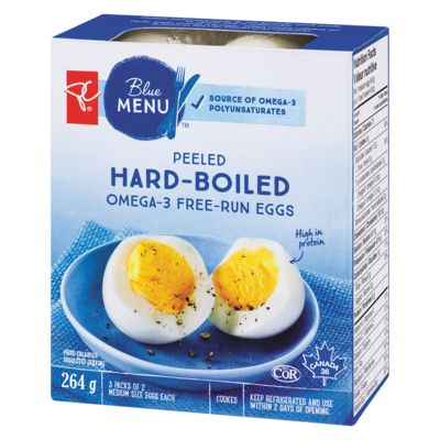 Peeled Hard-Boiled Omega-3 Free-Run Eggs