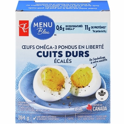 Œufs oméga-3 pondus en liberté cuits durs écalés
