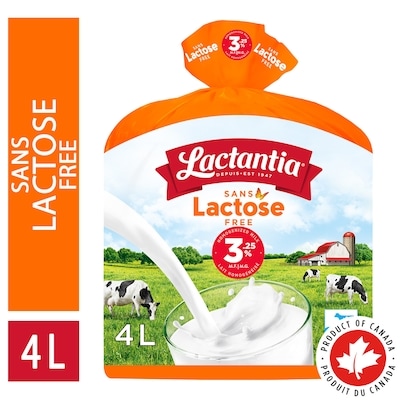 Lactantia Lactose Free Whole Milk 3.25% 4 l, $0.29/100ml
