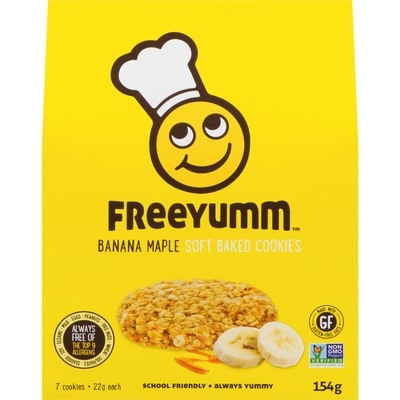Freeyumm Banana Maple Cookies 7 Individually Wrapped Cookies 154 g, $3.25/100g