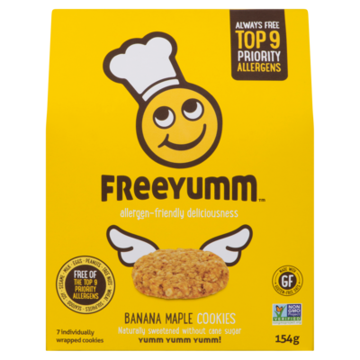 Freeyumm Banana Maple Cookies 7 Individually Wrapped Cookies 154 g, 4,21 $/100g