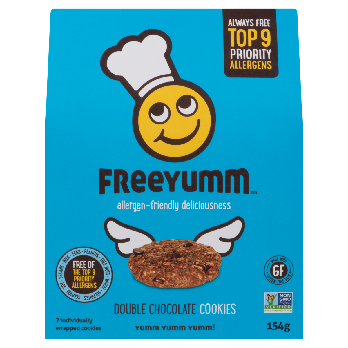 Freeyumm Double Chocolate Cookies 7 Individually Wrapped Cookies 154 g, 4,21 $/100g