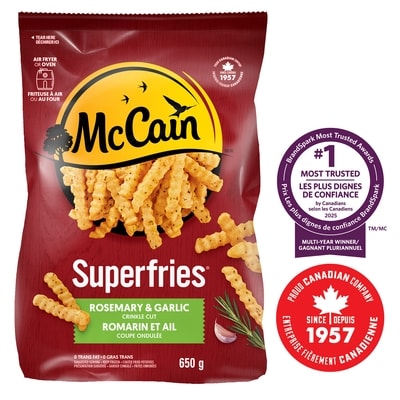 McCain Frites à coupe ondulée au romarin et à l’ail Superfriesᴹᴰ 650 g, 0,92 $/100g