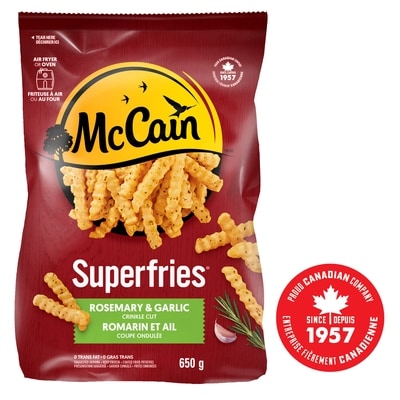 McCain Frites à coupe ondulée au romarin et à l’ail Superfriesᴹᴰ 650 g, 0,92 $/100g