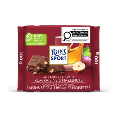Ritter Sport Milk Chocolate with Rum Raisins & Hazelnuts 100 g, $4.00/100g