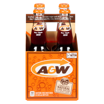 A&W Root Beer   4x341.0 ml, $0.73/100ml