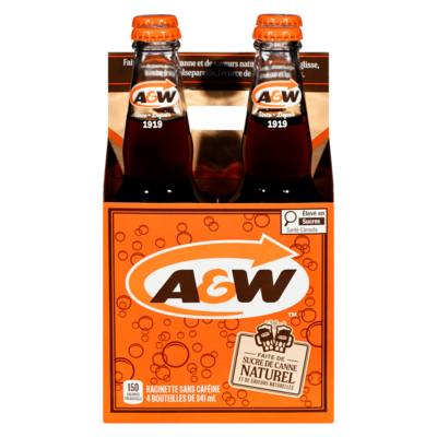A&W Boisson gazeuse racinette, bouteille en verre 4x341.0 ml, 0,73 $/100ml