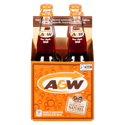A&W Boisson gazeuse racinette, bouteille en verre 4x341.0 ml, 0,64 $/100ml