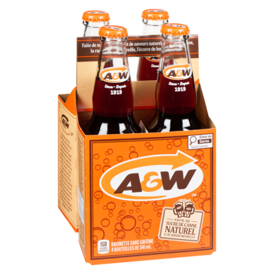 Boisson gazeuse racinette, bouteille en verre