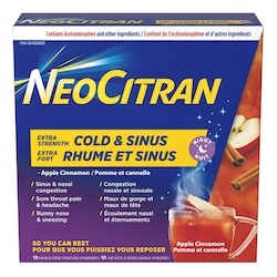 NeoCitran Extra Fort Rhume Et Sinus Nuit (Poudre) (Pomme Et Cannelle) 10 ea, 1,50 $/1ch