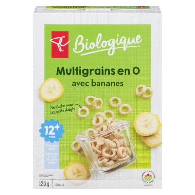 PC Biologique Céréales multigrains en O avec bananes, 12+ mois 125 g, 2,80 $/100g