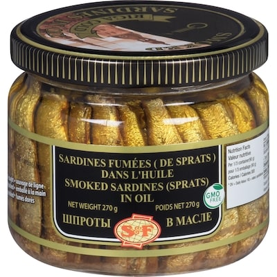 S&F Smoked Sardines Sprats in Oil 250 g, $2.40/100g