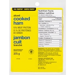 Sans Nom Jambon cuit 375 g, 1,87 $/100g