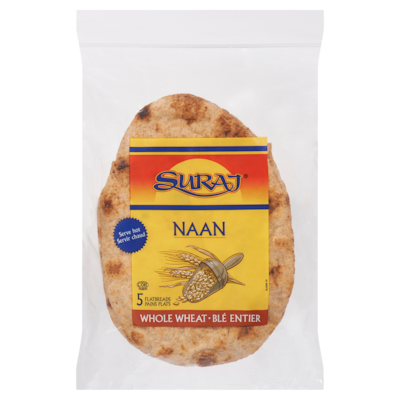 Suraj Naan Blé Entier 5 Pains Plats 500 g, 0,50 $/100g