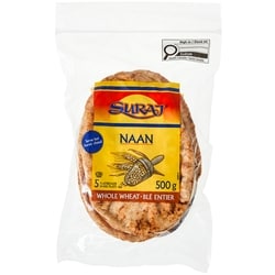 Suraj Naan Blé Entier 5 Pains Plats 500 g, 0,50 $/100g
