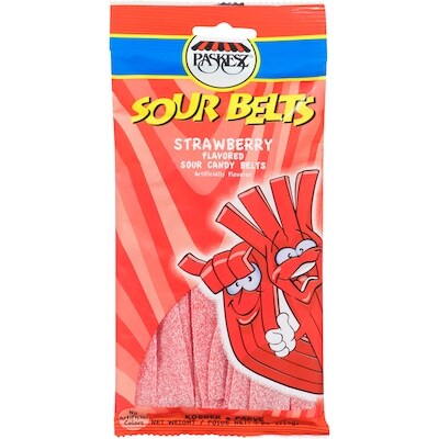 Paskesz Sour Belts Sour Candy Belts Strawberry Flavored 115 g, $4.78/100g