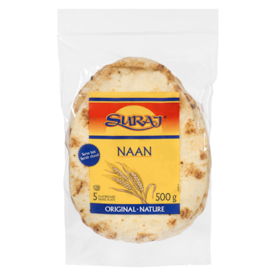 Suraj Naan Original 5 Flatbreads 500 g, $0.50/100g