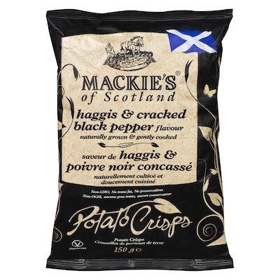 Mackie's Haggis & Cracked Black Pepper Flavour Potato Crisps 150 g, $2.86/100g