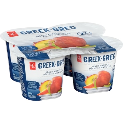 Yogourt grec 2 % M.G., pêche et mangue