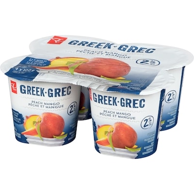 Yogourt grec 2 % M.G., pêche et mangue