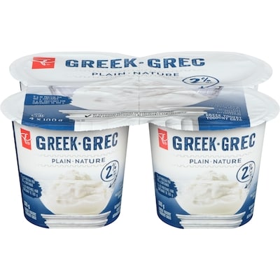 le Choix du Président Yogourt grec 2 % M.G., nature 4x100.0 g, 1,00 $/100g