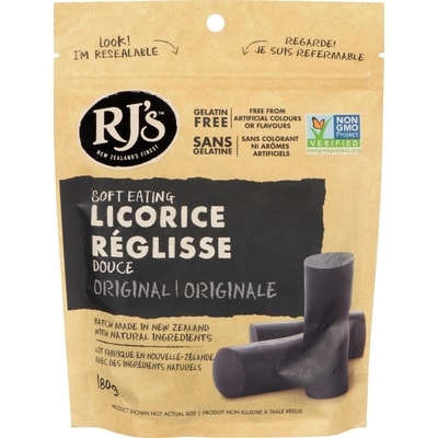 RJ's Licorice Soft Eating Licorice Original 180 g, $3.05/100g