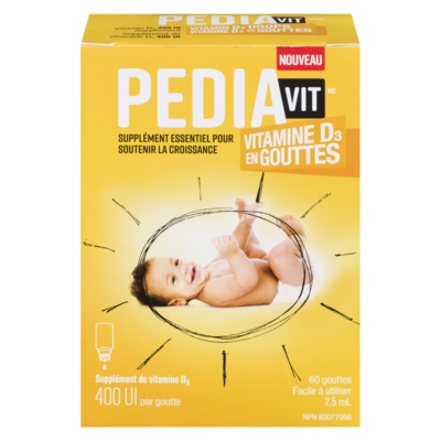 Pediavit Vitamine D3 en gouttes, 400 UI 2.5 ml, 459,60 $/100ml