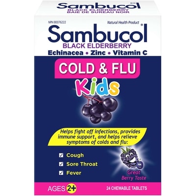 Sambucol Chewable Tablets Black Elderberry Ages 2+ 24 ea, $0.69/1ea