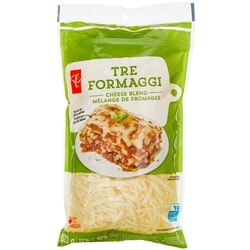 President's Choice Tre Formaggi Shredded Cheese Blend 620 g, $1.77/100g