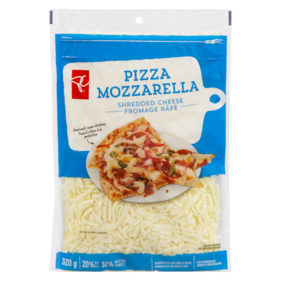 President's Choice Pizza Mozzarella Shredded Cheese 320 g, $1.87/100g