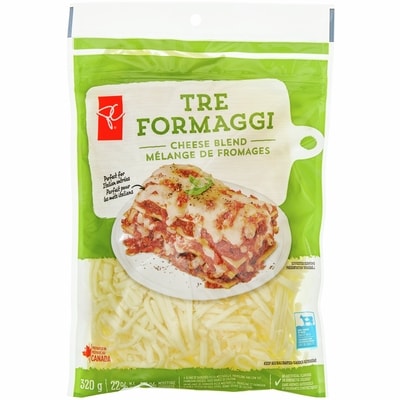 le Choix du Président Mélange de fromages râpés Tre Formaggi 320 g, 1,56 $/100g