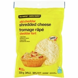 No Name Old Cheddar Shredded Cheese 320 g, $1.87/100g