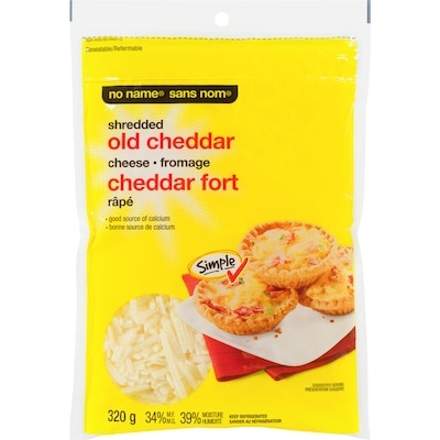 Sans Nom Fromage cheddar blanc fort râpé 320 g, 2,03 $/100g