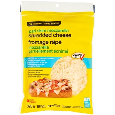 Sans Nom Fromage râpé mozzarella partiellement écrémé 320 g, 1,87 $/100g