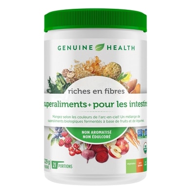 Genuine Health superaliments+ fermentés biologiques pour l'intestin, non aromatisé, non sucré, superaliments végétaliens en poudre 229 g, 17,90 $/100g