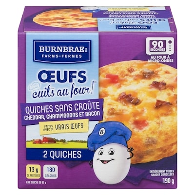 Les Fermes Burnbrae Oeuf Cuit Four Chmpign Bacn 2x95.0 g, 2,10 $/100g
