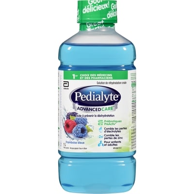 Pedialyte AdvancedCare®, solution liquide d'électrolytes, framboise bleue 1000 ml, 1,50 $/100ml