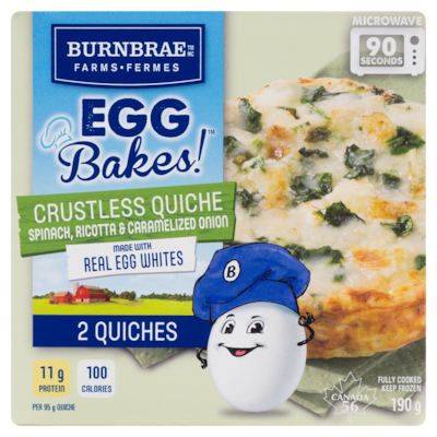 Burnbrae Farms Egg Bake Garden Spinach and Ricotta Quiche 2x95.0 g, $2.36/100g