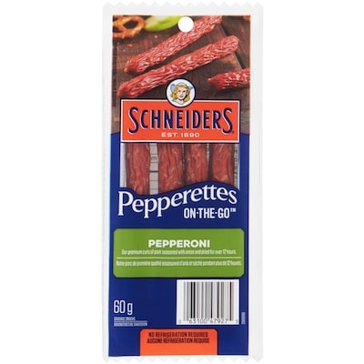 Schneiders Bâtonnets de saucisson pepperoni On-the-go Pepperettes 60 g, 7,15 $/100g